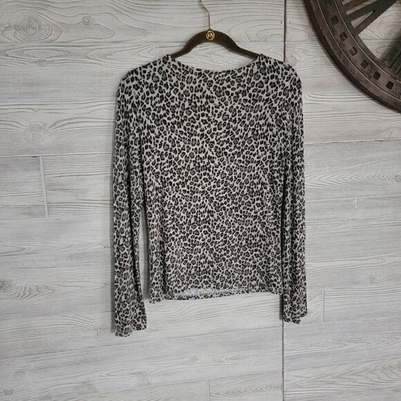 Lauren Ralph Lauren Cheetah Long Sleeve Top SZ S Leopard - Picture 2 of 4